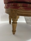 Vtg Red Floral Upholstered Carved Wood Foot Stool Ethan Allen