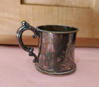 Antique Simpson Hall Miller Etched Harriet Baby  Cup Quadruple Silverplate  1430