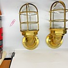 Set Of 2 Vintage Brass Nautical Bulkhead Wall Lights Marine Sconce Ship Lamp