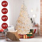 4 5 6 7ft White Christmas Tree With Led Lights Stand Xmas Party Decorations Us