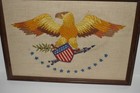 American Vtg Needlepoint Art Americana Patriotic Bald Eagle Embroidery   nnh38 
