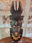 Vintage Lot Of 3 African Beaded W Brass Wooden Masks Ashanti Hand Carved Ghana