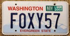 1957 Ford   57 Chevy  Foxy 57 Old Lady  Personalized Washington State Lic Plate
