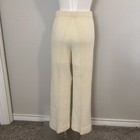 Vintage Handmade Cream Horizontal Ribbed Flare Leg Pants High Rise
