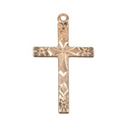 Gold Plated Sterling Silver Flower Tipped Cross Medal Pendant Necklace 18  Chain