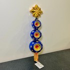 Christopher Radko Follow The Star Tree Topper 3 Tier Ball Blue   Gold  New  Rare