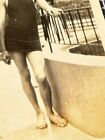 1920s Man Deformed Club Foot Medical Oddity Swimsuit Antique Snapshot Photo