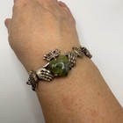 Vintage Irish Connemara Marble Claddagh Bracelet 900 Silver Heart Crown 6 75 