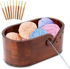 Oval Wooden Yarn Bowl knitting Yarn Bowl Holder With 9pcs Crochet Hooks large   