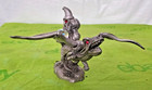 Spoontiques 1987 Pewter Dragon With Wizard And Crystal Ball   Red Rubys