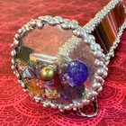 Vintage Handcrafted Stained Glass Kaleidoscope     Blue Slag Glass   Agate Slice 