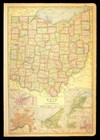 1920 Antique Ohio Map Counties Large Atlas Map Railroad Depot Towns No Fold