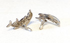 Vintage Ocean Double Dolphin Clip On Earrings