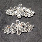 Clear Rhinestone Floral Cluster Clip-on Hair Pins Silver Tone Marquise Prong
