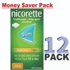 12 Pack Nicorette Fruit Fusion Stop Smoking Aid Chewing Gum 4mg 105pieces