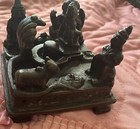 Antique Hindu Miniature Bronze  Sculpture Group  2 Part