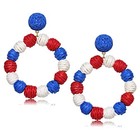 Rattan Earrings Rattan Ball Hoop Dangle Earrings For Women Handmade Flag Color
