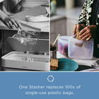 Stasher Premium Food-grade Silicone Reusable Food Storage Bags   Stretch Lids