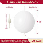 White Link Balloons 6 Inch 120 Pcs Latex Quick Linking Balloon For Birthday Wedd