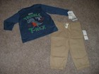 Kids Headquarters T-rex Set Baby Boys Pants Outfit Clothes 12m 12 Months Nwt