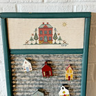 Vintage Washboard Wall Art Folk Cross Stitch 1989 House Magnets Cottage 24x12