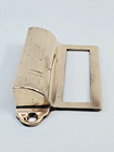 Antique Solid Brass Cabint Cup Pull Handle With Label Slot Vintage Furniture 