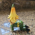 Vintage 50s Norcrest Adorable Green Pixie Elf With Flower Hat Ceramic Figurine 