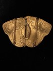 Antique Art Nouveau Belt Buckle Gold Over Brass 2 Piece Sash Blue Glass Stone