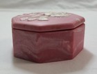 Trinket Jewelry Box   Raised Pink   White Rose     Vintage 1970 s