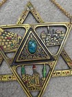 Star Of David Wall Hanging Brass   Enamel 7  Jerusalem Israel Vintage 60s