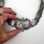 Antique Russian 84 Silver Niello Belt W  Dagger Buckle Clasp Hinged Russia 26  L