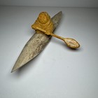 Inuit Antler Carving Eskimo Fishermen On Kayak Figurine Sculpture Folk Art