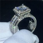 Women s Stainless Steel Round Cut Cz Engagement Ring Band Size 5-12