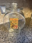 Vintage Planters 1930   s Streamline Fishbowl Jar W Rare Peanut Lid All Original 
