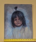 Original Native American Indian Child Girl Charcoal Chalk Pastel Drawing