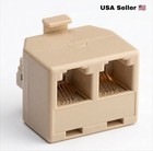 Modular Rj11 Telephone Line Cable Wall Outlet Splitter Double Jack Connector Lan