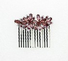 Gorgeous Burgundy Rhinestone Crystal Floral Hair Comb