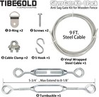 Anti Sag Gate Kit For Wooden Fence  Silver Support Cable Kit Hardware  1silver