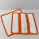 Handmade Set Of 2 Crochet Cotton Dish Cloths 8 x8  Inches  new 