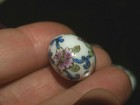 Hand Painted Porcelain Chinese Rare Vintage Focal Bead White Flowers Oval 18mm