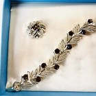 Vtg Lisner Earrings   Bracelet Set -gold Tone - Topaz Glass -new Old Stock W box