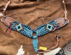 Mohair Multi String Western Breast Collar Turquoise And Teal Horse Size