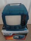 90 s Vintage Portable 5 Inch Tv B  w  am fm Radio Translucent Aqua Blue