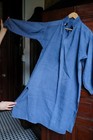 Antique Vtg C 1900 French Linen Shirt Dress Smock Indigo Dye Victorian