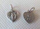 Virgin Mary Heart Miraculous Medal Tiny Charm Small Silver Tone  Pendant Nice