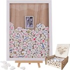 Wedding Guest Book  Drop Top Frame Sign Book With 100pcs Wooden Hearts  Ideal   