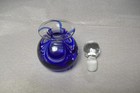 Vintage Mma Art Glass - Hand Blown Perfume Bottle With Stopper - Blue clear