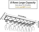 Under Cabinet Wine Glass Rack 8 Row Stemware Hanger Bar Storage Metal