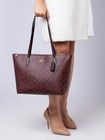 Nwt - Coach Zip Top Tote In Signature Canvas - 4455 Oxblood Multi