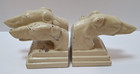 Vintage Art Deco Book Ends Greyhound Cast Metal Beige Pair Of 2